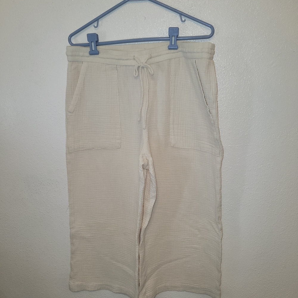 Universal Thread Cream Cotton Textured Pants Size Large